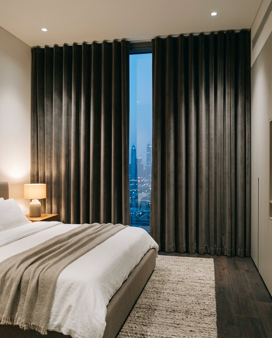 Blackout drapery in a bedroom