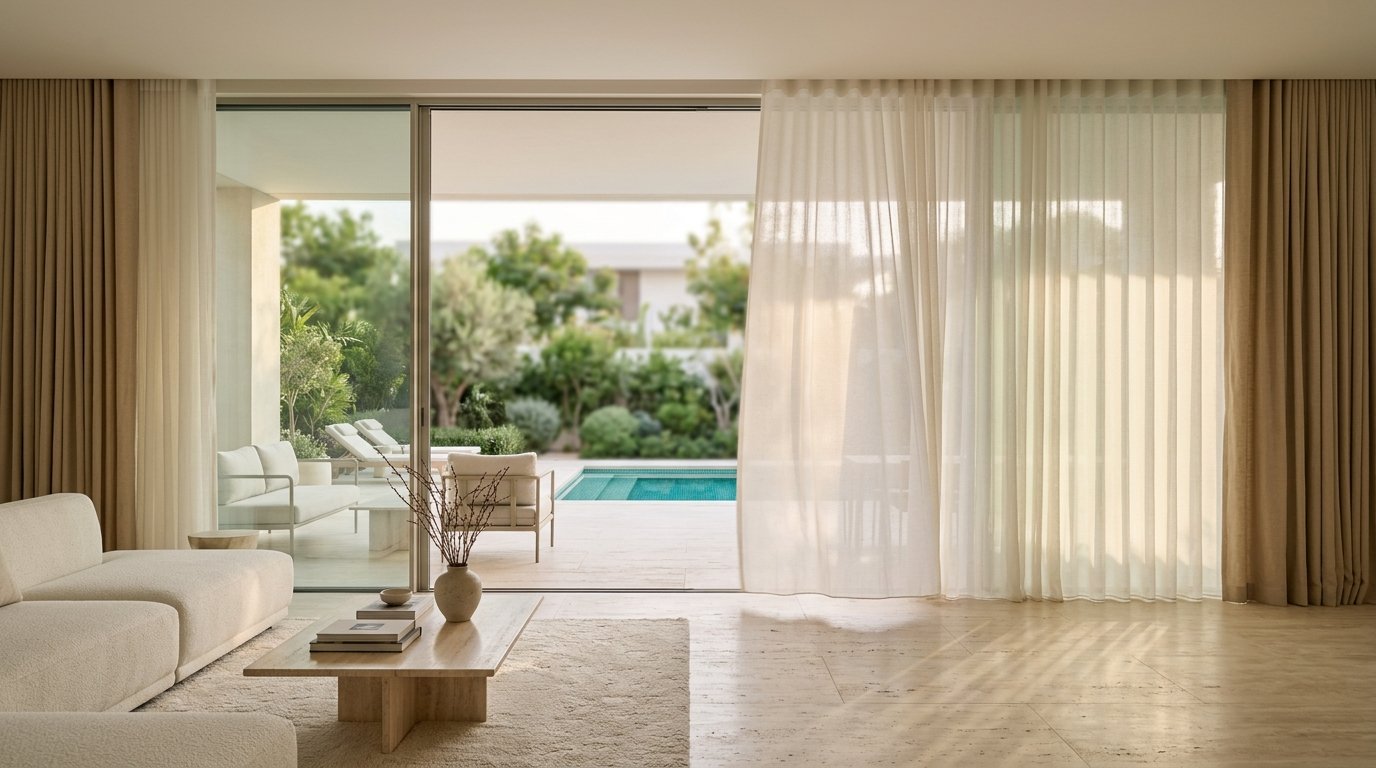 Curtains on glass doors
